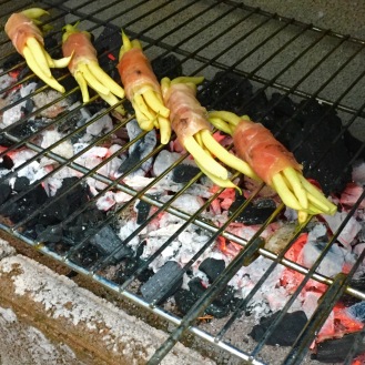 Jamon wrapped butter beans on the BBQ